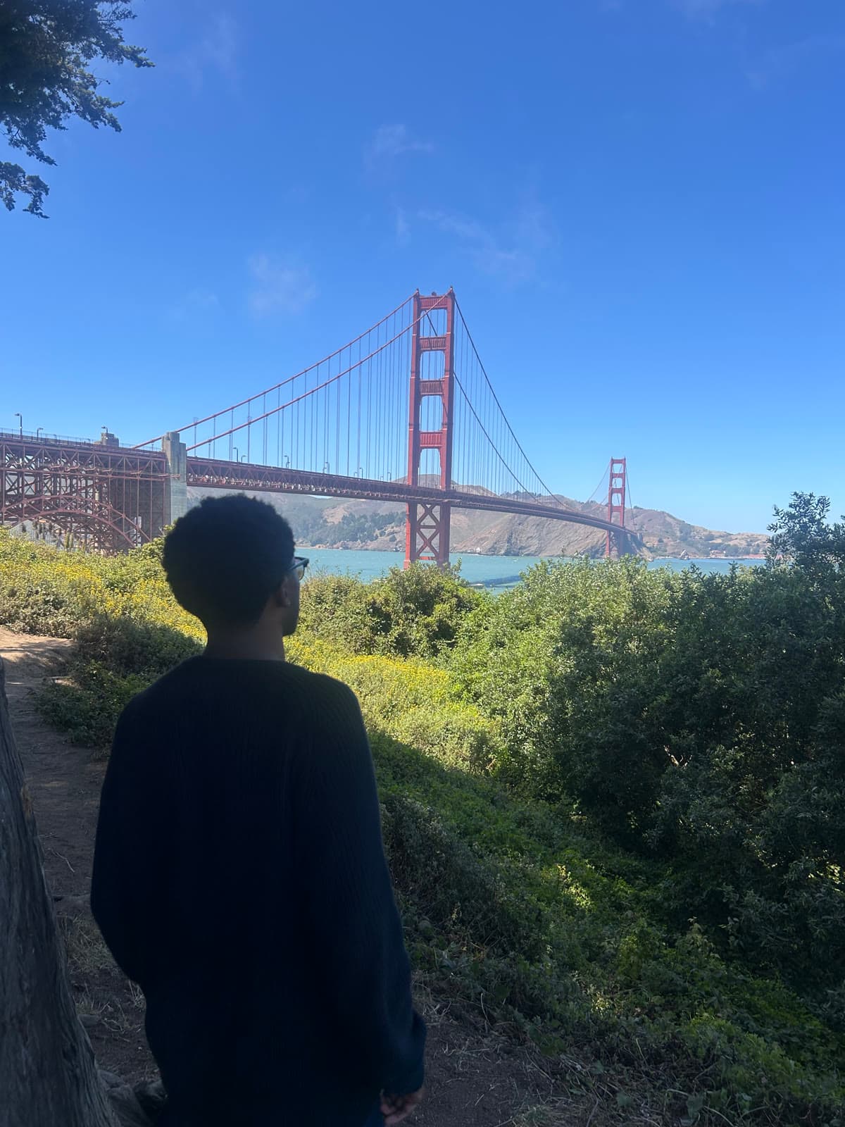 Looking out at the Golden Gate Bridge on a clear day
